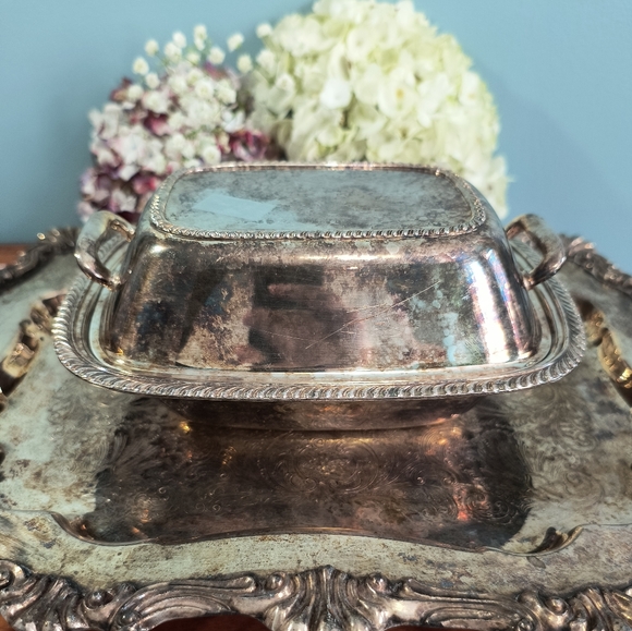 Butter dish, FIESTA ONEIDA silver, with lid and handle.  Antique, rare.  Observa - Picture 12 of 17